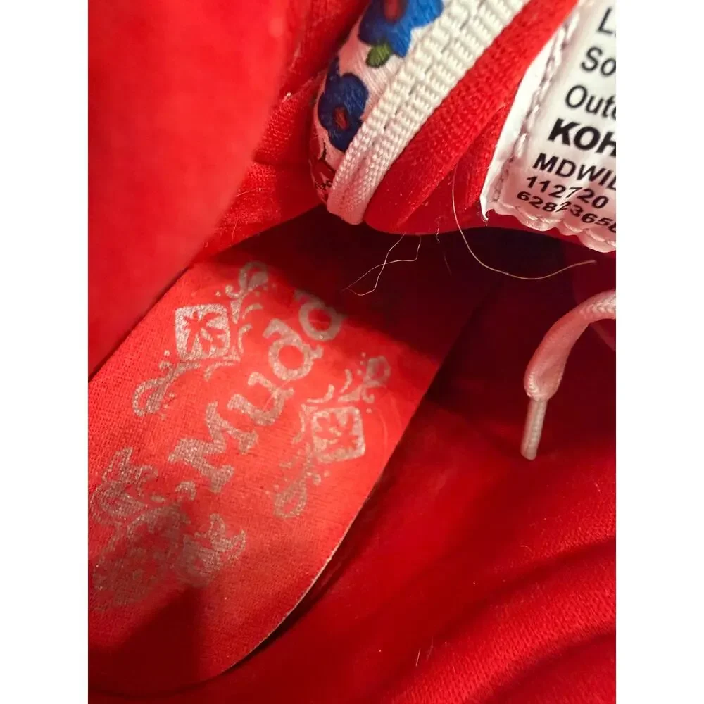 Mudd Womens Sz 8 Red White Floral Y2K Sneaker Wedges Wedge Shoes Retro